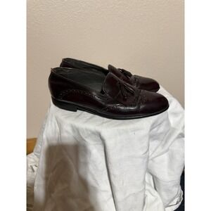 Regency Burgundy Tassel Loafers Men's 8 Leather Wingtip Brogue Dress Shoes